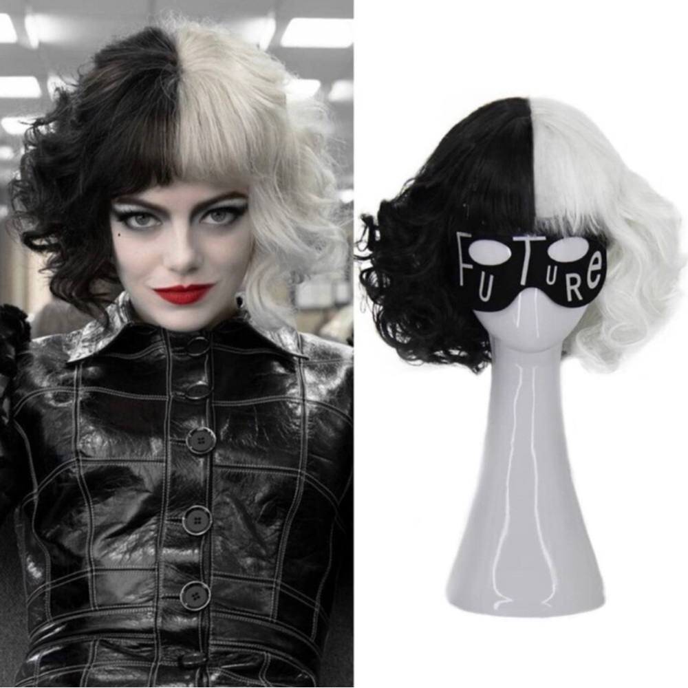 Cruella Deville Wig and Mask Costume